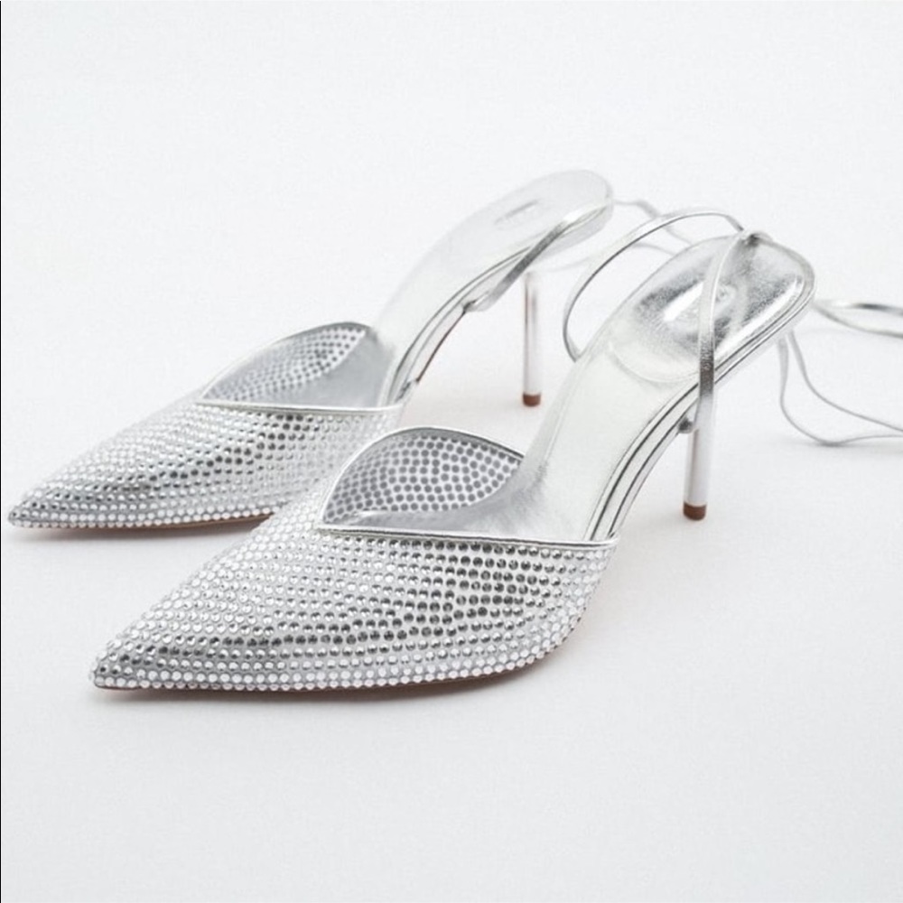 Zara rhinestones pointy heeled shoes